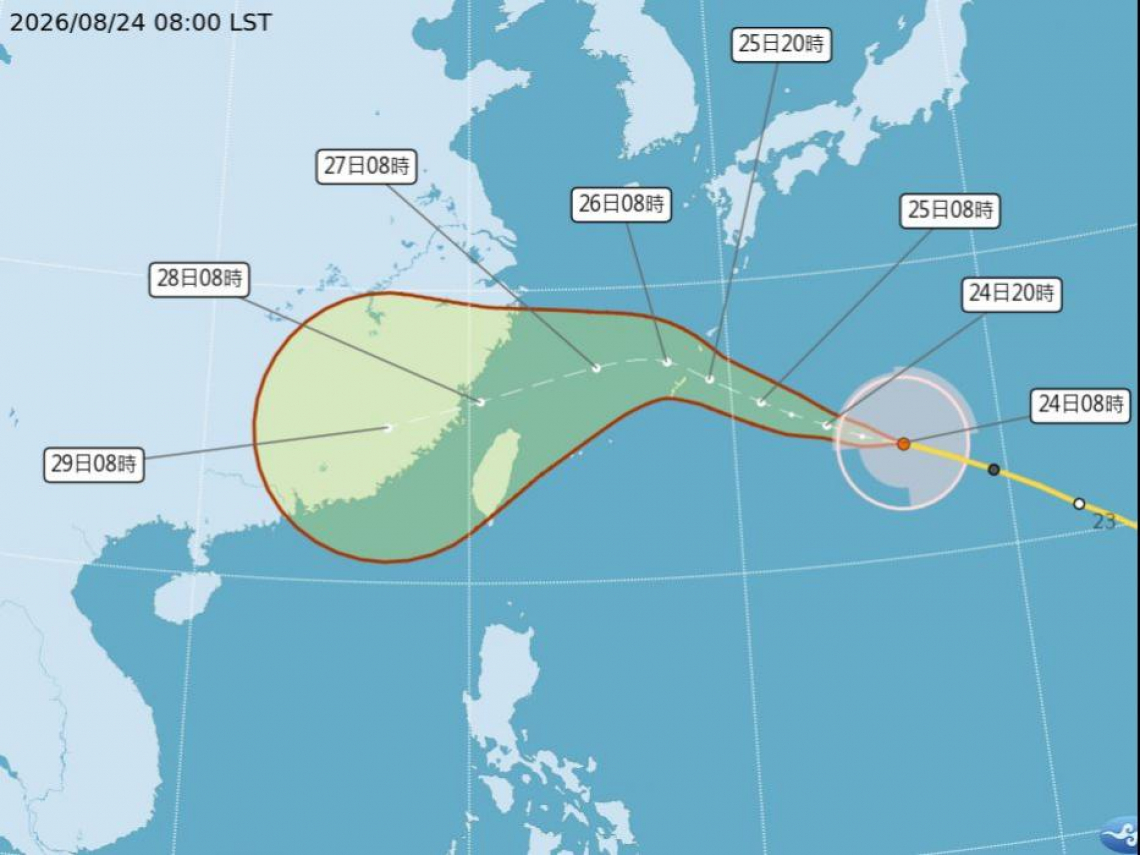 天氣／明天停班停課4縣市公布！紫暴雨沒完...強颱沙德爾週五颱風假有譜？北北基桃暴風侵襲率、最新路徑